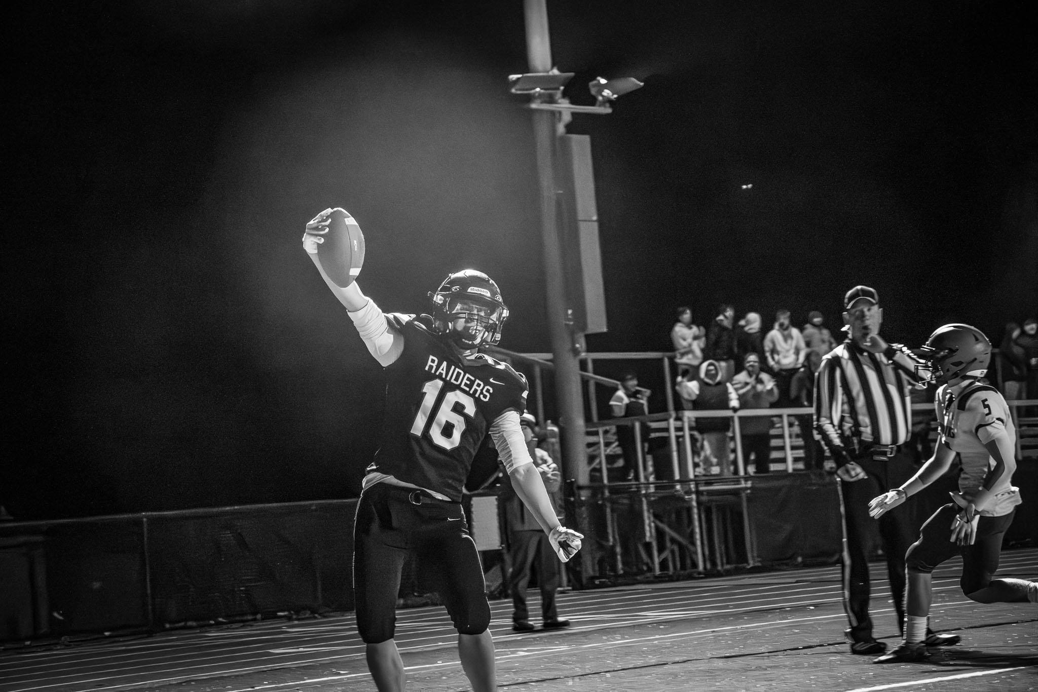 Football celebration black and white