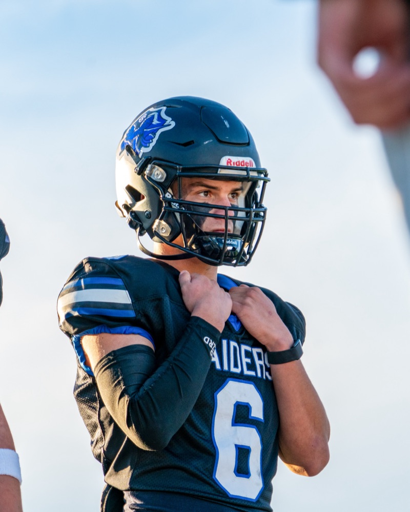 Football player on the sideline